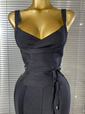 High Quality Women Sleeveless Sexy V-Neck Bodycon Bandage Long Jumpsuit Fashion Celebrate Evening Party Birthday Wear