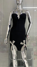 Light Luxury Exquisite Bead Rhinestone Bow Bandage Suspender Dress Women Socialite Party Banquet Stage Performance Gown Vestidos