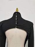 Black Turtleneck Backless Maxi Dresses Female Long Sleeve Slimming Minimalist High End Style for Luxury Cocktails