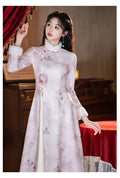 Pink Aodi Qipao Improved Chinese Stye Dress Women Warm Chesongam Princess Style Evening Party Vestidos Hanfu Dress for Lady