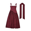 Elegant Ribbon Corset Long Dress For Women Slip Slit Maxi Dresses Evening Bridesmaid Wedding Guest Olive Green Black Cocktail