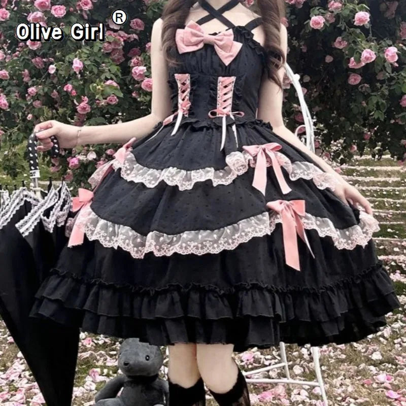 Olive Girl Dramatic Lolita Dress for Ren Faire 2026 Fairycore Photoshoot Everyday Wear S-L XS-3XL Plus Size Dramatic Silhouette Editorial Not Costume Lolita Dress Chinese Heritage Fashion Women