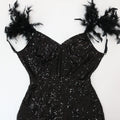 Women Sexy Dresses for Club Night Sequin Bodycon Party Club Night Out Dress Feather Backless Evening Formal Maxi Dress