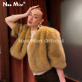 Iconic Blogger Fashion Girls Gradient Faux Fur Crop Top Short Jackets Women 2026 Winter New Fluffy Fox Fur Cropped Coat