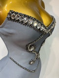 High Quality Strapless Beading With Necklace Bandage Dress  Celebrity Elegant  Evening Party Fancy Club Birthday Dresses