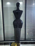 Women Singer Concert Model Catwalk Diamond Long Dress Sexy Transparent Stage Costume Birthday Evening Celebrate Photo Shoot Gown