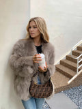 Beige Fluffy Faux Fur Jacket Women Long Sleeve Open Front Warm Cozy Coat Fall Winter Party Daily Streetwear Trendy Outerwear New