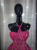 Sparkly Crystal Women Sexy Halter Off the Shoulder Bodycon Mini Dress Celebrate Nightclub Party Bar Singer Birthday Clothing