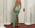 Solid Slimming Fashion Dresses for Women Strapless Sleeveless Patchwork Sequins Midi Split Dress Female Clothing