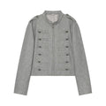 Women Double-Breasted Stand Collar Cropped Jacket Long-Sleeved Solid Zipper Metal Button Fashion Street Coat Autumn Winter