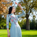 Women Aodai Vietnamese Traditionally Dress Long Qipao Two-piece Wide-leg Pants Cheongsam Aodai Dress Aodai Vetnam Clothing