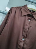Brown Spliced Folds Two Piece Set Female Lapel Long Sleeve Shirt Vintage Commute Women's Trousers Sets Fashion New