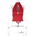 Women's Sexy Tank Top Summer Sleeveless Bandage Hollow Hanging Neck Tops New V-Neck High Waist Party Club T-Shirt Tops