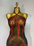 Women Mesh See Through Sparkly Rhinestone Sexy Backless Maxi Long Dress Evening Party Luxury Birthday Dress Shiny Stage Costume