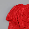 Red White Women Long Sleeve Sexy Lace Draped Bodycon Mini Dress Gloves Nightclub Party Celebrate Birthday Dress