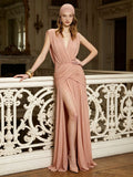 2026 Summer New Ruched Maxi Dress Women Draped Sleeveless V Neck Elegant Folds Dresses Formal Evening Party Gown