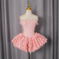 Sexy 3D Floral Mini Dress for Women Sweetheart Neck Sleeveless Fish Bone Tunic Birthday Party Flirty Skirt Female Clothing