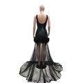 Clothes 3D Flower Women Luxury Black Rhinestone Sequined Patchwork Satin Evening Long Dress Bulk Items Wholesale