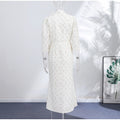 Elegant Women's Printed Waistband Long Dress 3D Flower V-neck Bubble Sleeve Patchwork A-line Dresses 2026 Spring Party Robe
