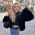 Chic Street Blogger Fashion Girls Winter Trendy Faux Raccoon Fox Fur Coat Jacket Women Thick Warm Cropped Fluffy Overcoats