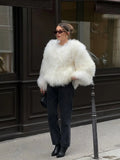 Fashion Luxury Cropped Faux Fur Coat Women's Winter 2025 Ins Hot Fluffy Short Faux Fur Jacket Street Style Warm Outwear