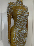 New Sexy Sparkling Red Crystals Feathers Long Sleeve Mermaid Maxi Dress Women Wedding Celebrate Luxury Birthday Party Prom Gown