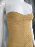 Luxury Strapless Striped Bandage Evening Dress Women Wedding Party Club Vestidos Slim Elastic Knitted Green Dresses