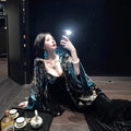 Gold Velvet Embroidery Contrasting Coat High-end Jacket Elegant Blue Gold+patchwork Dress for Women's Clothing Spring Autumn