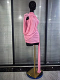Winered Pink Women Sleeveless Sexy Draped Bodycon Mini Dress Spandex Celebrate Evening Cocktail Party Homecoming Outfit