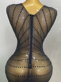 Sexy Sparkly Diamonds Sleeveless See-Through Long Dress Women Birthday Celebrate Evening Party Photo Shoot Stage Costume