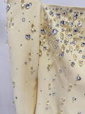 Sparkling Luxury Diamond Crystal Square Neck Slim Long Dress Women'S Elegant Celebrity Evening Party Wedding Gowns
