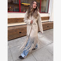 Beige Woolen Lapel Collar Fringe Hem Oversized Long Coats Chic Long Sleeve Warm Jackets Winter Daily Street Lady Outerwear 2026
