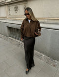 Women's Faux Suede Cropped Bomber Jacket Lapel Collar Zipper Loose Autumn Winter Casual Streetwear Vintage Coat 2026 New
