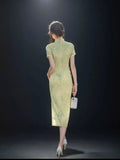Olive Girl Green Romantic Qipao for Garden Wedding 2026 Fairycore Photoshoot Everyday Wear S-XXL XS-3XL Plus Size Romantic Garden Party Editorial Not Costume Qipao Cheongsam Chinese Dress Chinese Heritage Fashion Women