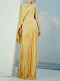 Fashion Temperament Maxi Dress For Women O Neck Spliced Shawl Sleeveless High Waist Sleeveless Evening Dress Female