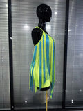 Colorful Women Sexy Halter Deep V-Neck Long Fringes Bodycon Mini Bandage Dress Nightclub Party Latin Bar Dancer Performance Wear