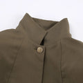 Retro Khaki Shorts Set for Womenstand Collar Sleeveless Cape Vest High Waist Shorts Office Two Piece Sets Female