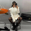 Chic Deconstructed Women's Blazer Full Sleeve Double-Breasted Waist-Closed Lady Jackets 2026 Autumn Female Street Coats New
