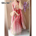 Olive Girl Red Embroidered Hanfu Dress for Ren Faire 2026 Garden Wedding Fairycore Photoshoot S-L XS-3XL Plus Size Embroidered Flowing Sleeve Romantic Cottagecore Editorial Not Costume Ren Faire Dress Chinese Heritage Fashion Women