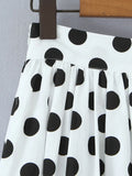 Beach Party Two Piece Set for Women Halter Neck Sleeveless Vest High Waist Polka Dot A Line Midi Skirt Suit Female