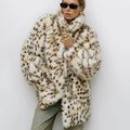 Exclusive Long Brown Leopard Fox Fur Coat Women Winter 2026 New Luxury Hot Brand Fashion Girls Faux Fur Jacket Overcoat