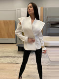 Chic Deconstructed Women's Blazer Full Sleeve Double-Breasted Waist-Closed Lady Jackets 2026 Autumn Female Street Coats New