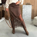 Vintage Lace Skirts Fashion Lace Patchwork Sexy See Through Skirts High Street Elegant Party Streetwear Women's Skirts