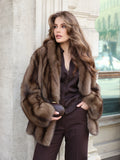 Women Brown Faux Fur Long Sleeve Jacket High Stand Collar Batwing Sleeve Warm Outfit Winter Lady New Highstreet Outerwear 2026