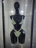 Colorful Sparkly Crystal Women Sexy Halter 2 Pieces Bodycon Bikini Set Summer Vacaion Beach Sexy Swimsuit Swimwear