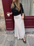 Solid Spliced Print Two Piece Set Female Turtleneck Long Sleeve Top French Commute Women's Skirt Sets Fashion New
