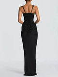 Sexy White Satin Maxi Dresses for Women Square Collar Sleeveless Tunic Fishtail Classic Dinner Dress Female Fashion