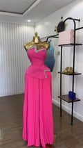 Women's Set Diamonds Hot Rhinestones Crop Top and Pleated Wide Leg Pants Suit  Two 2 Piece Sets Outfits Tracksuit
