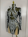 Sparkly Rhinestones Sexy Mesh Transparent Mini Dress Eveing Birthday Party Dance Nightclub Fashion Show Stage Costumes