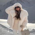 Chic Ins Blogger Brand Fashion Fake Fox Fur Jacket Coat Women 2026 Winter Luxury Design Big Collar Fur Coats Cool Girls Overcoat